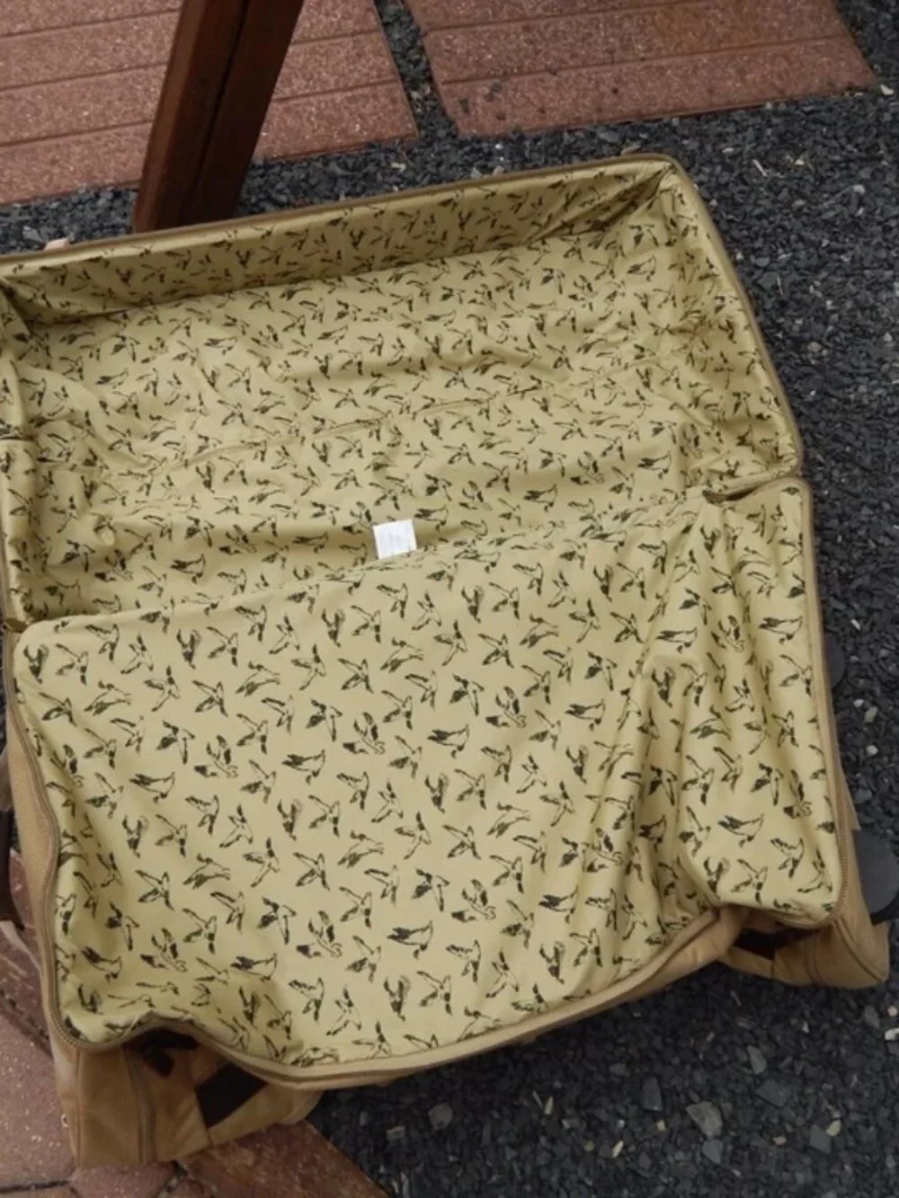 L.L. Bean Khaki Tan Canvas / Leather Rolling Duffle Bag Travel Rugged Luggage **